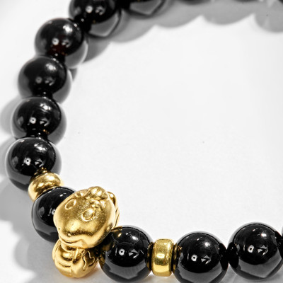 Vòng Tay Đá Thiên Thạch Charm Tuổi Tỵ Bạc Mạ Vàng 24K Ngọc Quý Gemstones