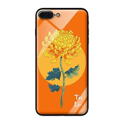Ốp lưng kính cường lực cho iPhone 7 Plus Cúc Nền Cam - Hàng chính hãng