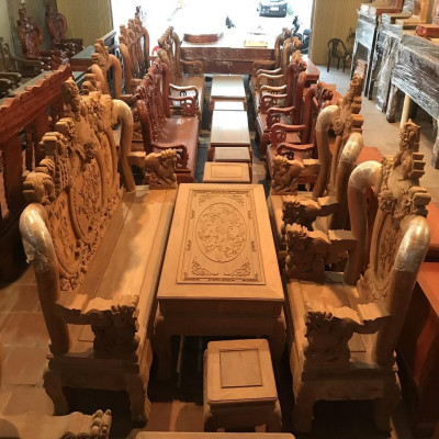 Bàn Ghế Nghê Phượng Gỗ Gõ Đỏ