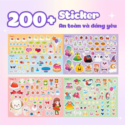 Sách - Công Chúa Cherry - Bữa Tiệc Ngọt Ngào - Sách Bóc Dán Sticker Cho Bé Gái - Megabook