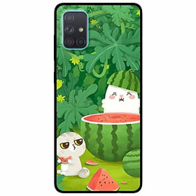 Ốp lưng dành cho Samsung A51 mẫu Hai Chú Mèo Ăn Dưa