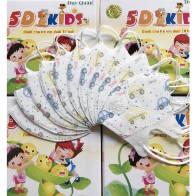1 thùng/100 cái Khẩu trang trẻ em 5D cao cấp thương hiệu Duy Quân phù hợp cho trẻ từ 1-10 tuổi