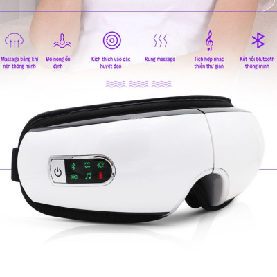 Máy Massage Mắt 4 Chế Độ Massage Kết Hợp Chế Độ Rung Kết Nối Bluetooth, Làm Giảm Căng Thẳng Mệt Mỏi và Lưu Thông Máu - Hàng Chất Lượng 