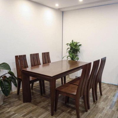 Bộ bàn ăn gỗ sồi lau màu 6 ghế (miễn phí vận chuyển hn) tặng mặt kính