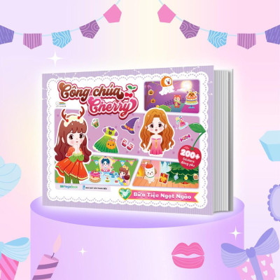 Sách - Công Chúa Cherry - Bữa Tiệc Ngọt Ngào - Sách Bóc Dán Sticker Cho Bé Gái - Megabook