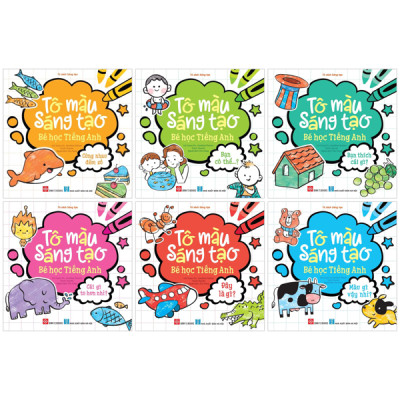 Sách - Bộ Sách Tô Màu Sáng Tạo - Bé Học Tiếng Anh (Bộ 6 Cuốn)