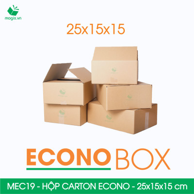 MEC19 - 25x15x15 cm - Combo 60 thùng hộp carton trơn siêu tiết kiệm ECONO