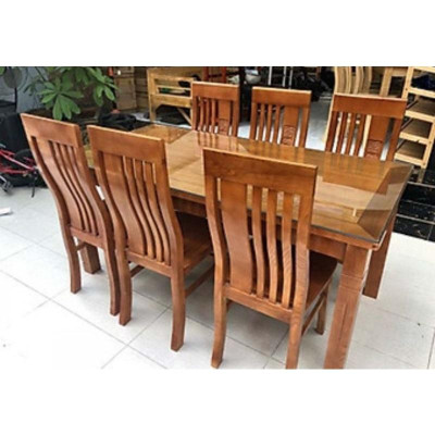 Bộ Bàn Ăn Gỗ Sồi 6 Ghế Màu Cánh Dán Giá Rẻ