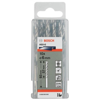 MŨI KHOAN SẮT BOSCH HSS-G 6MM (HỘP 10 MŨI) - Hàng chính hãng