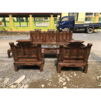Bộ bàn ghế âu á gỗ xoan phun vân mun - NỘI THẤT BÌNH LONG 0988-352-210