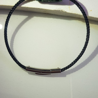 Vòng tay charm Lu Thống Đồng Tiền Đẹp Đá Cẩm Thạch tự nhiên Xanh Đậm đẹp dây đen có khoen Hợp Nữ mệnh Thủy mệnh Mộc hợp ạ