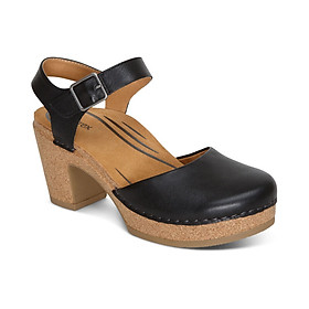 Giày sandal sức khỏe nữ Aetrex Finley Black - Giày cao gót đệm da êm, nhẹ