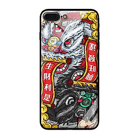Ốp kính cường lực cho iPhone 8 Plus Lân Trắng Đen - Hàng chính hãng