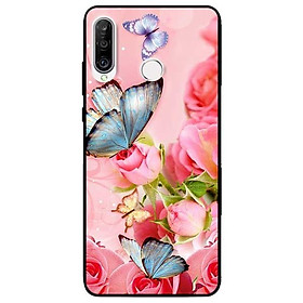 Ốp lưng dành cho Huawei P30 - P30 Lite - Y7 Pro - Y9 2019 mẫu Bướm Xanh Và Hoa Hồng