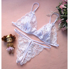Bộ đồ lót ren sexy quần lót lọt khe chữ T áo bra quyến rũ xuyên thấu CPSX