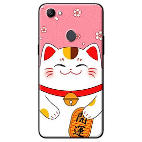 Ốp in cho Oppo F7 Mèo Nền Hồng - Hàng chính hãng
