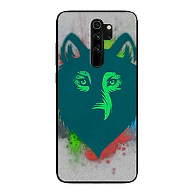Ốp Lưng in cho Xiaomi Redmi Note 8 Pro Mẫu Chú Sói Nền Xám - Hàng Chính Hãng