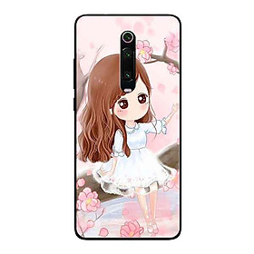 Ốp Lưng in cho Xiaomi Redmi K20 Mẫu Nàng Chibi Nền Hồng - Hàng Chính Hãng
