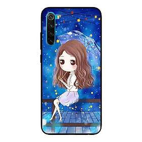 Ốp Lưng in cho Xiaomi Redmi Note 8 Mẫu Nàng Che Dù nền Xanh - Hàng Chính Hãng