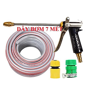 Bộ dây vòi xịt nước rửa xe, tưới cây . tăng áp 3 lần, loại 7m, 10m 206318 đầu đồng,cút,nối nhựa+ tặng đai