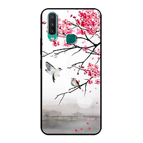 Ốp Lưng in cho Vivo Y12 Mẫu Chim Nền Anh Đào - Hàng Chính Hãng