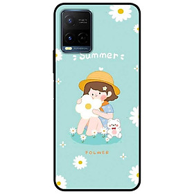 Ốp lưng dành cho Vivo Y21 - Vivo Y21s mẫu Cô Gái Ôm Hoa Trắng