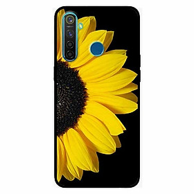 Ốp lưng in cho Realme 5 Hoa Hướng Dương Nền Đen