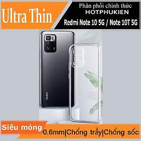 Ốp lưng silicon dẻo cho Redmi Note 10 5G / Note 10T 5G / Poco M3 Pro hiệu Ultra Thin mỏng 0.6mm độ trong tuyệt đối chống trầy xước (trong suốt) - Hàng nhập khẩu