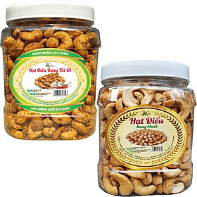 Combo 2 hũ: 500G HẠT ĐIỀU RANG TỎI ỚT+500G HẠT ĐIỀU BỂ RANG MUỐI HIỆU SK FOOD