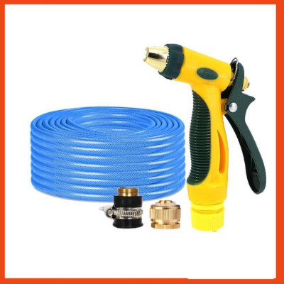 Bộ dây vòi xịt nước rửa xe, tưới cây tăng áp 3 lần,loại 15M (nối đồng nhựa đen) 206317