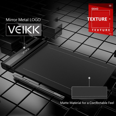 Máy tính bảng vẽ đồ họa kỹ thuật số VEIKK S640 6 * 4 inch và Bút cảm ứng 5080 LPI một chạm 