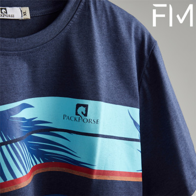 Áo thun nam cổ tròn, phối hoạ tiết lá cây in ngang trước ngực, chất liệu thoáng mát - FORMEN SHOP - FMPS163