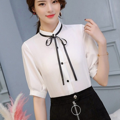 Áo kiểu nữ Haint Boutique, Áo kiểu chất kate lụa tay lỡ cổ trụ thời trang công sở cho phái nữ S45
