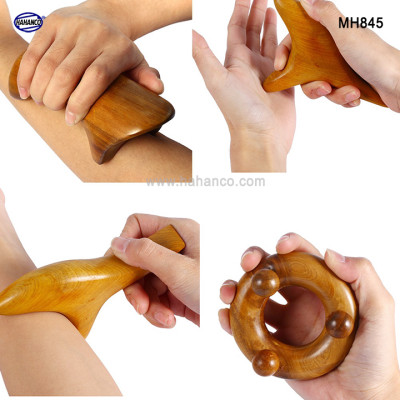 COMBO bộ 5 Dụng Cụ day ấn Huyệt Mát xa toàn thân kiểu Thái bằng gỗ Bách Xanh (MH850) Có mùi thơm nhẹ Chăm sóc sức khỏe
