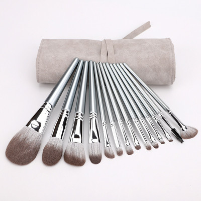 Bộ Cọ Trang Điểm 14 Cây Cán Bạc Cao Cấp Lông Siêu Mịn, Bám Phấn, Phù Hợp Mọi Loại Da, Không Gây Khó Chịu Cho Người Dùng, Có Bao Da Nhỏ Gọn, Tiện Dụng Đầy Đủ Chức Năng Makeup Cá Nhân Hiệu Quả, Tay Cầm Thoải Mái, Dễ Dàng Sử Dụng DRU - Hàng Chính Hãng