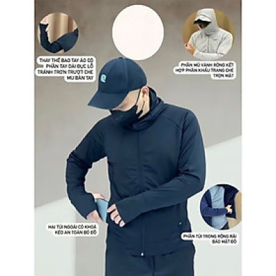 Áo Chống Nắng Nam 2 Lớp Cotton UPF50+ | Vải Kim Cương | Làm Mát | Thời Trang | Đa Dụng Size L 47-56kg MÀU ĐEN - XANH ĐEN