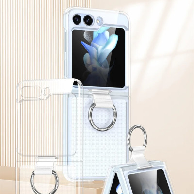 Ốp lưng chống sốc trong suốt kèm iring cho Samsung Galaxy Z Flip 5 hiệu Likgus Cover Ring (chất liệu cao cấp, thiết kế iring chống rơi rớt) - hàng nhập khẩu