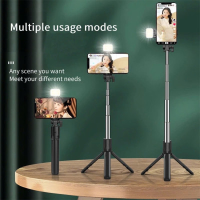 Tripod Gậy Selfie Có Đèn Trợ Sáng & Remote – Gấp Gọn, Dễ Mang, Hỗ Trợ Quay Chụp Mọi Nơi