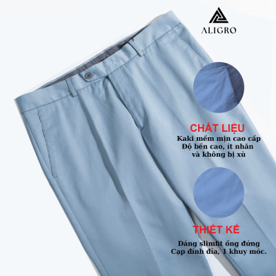 Quần kaki nam ALIGRO chất liệu kaki mềm mịn cao cấp dáng slimfit xanh da trời ALGK033