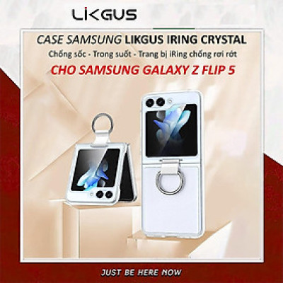 Ốp lưng chống sốc trong suốt kèm iring cho Samsung Galaxy Z Flip 7 , Z Flip 5 hiệu Likgus Cover Ring (chất liệu cao cấp, - hàng nhập khẩu