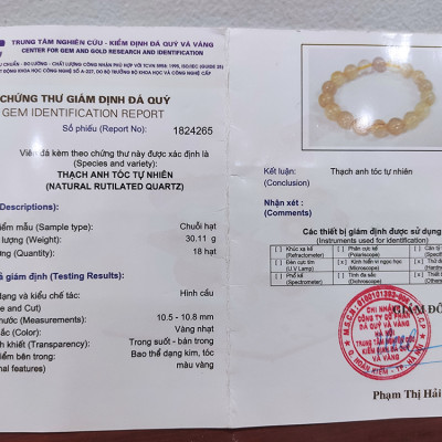 Vòng tay phong thủy đá mắt cọp vàng 14 ly, vòng tay chuỗi đá