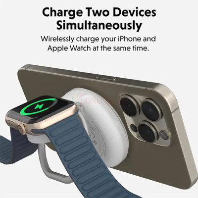 Đế sạc không dây HyperJuice Travel Light Qi2 2-in-1 Magnetic Charging Stand HJ3310WHGL - Hàng chính hãng