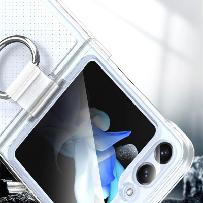 Ốp lưng chống sốc trong suốt kèm iring cho Samsung Galaxy Z Flip 5 hiệu Likgus Cover Ring (chất liệu cao cấp, thiết kế iring chống rơi rớt) - hàng nhập khẩu