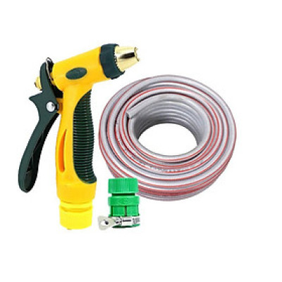 Bộ dây vòi xịt nước rửa xe,tưới cây tăng áp 3 lần 15M( nối nhựa xanh) 206317 TL