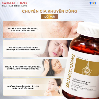 Viên uống đẹp da - chống lão hóa - nám sạm tàn nhan Sắc Ngọc Khang Vi Tảo Lục Hộp 180 Viên