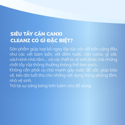 Chai Xịt Siêu Tẩy Cặn Canxi CleanZ Chống Ăn Mòn Inox Vệ Sinh Vòi Rửa, Vòi Sen, Vách Kính 330ml