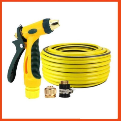 Bộ dây vòi xịt nước rửa xe, tưới cây tăng áp 3 lần,loại 20M (nối đồng nhựa đen) 206317