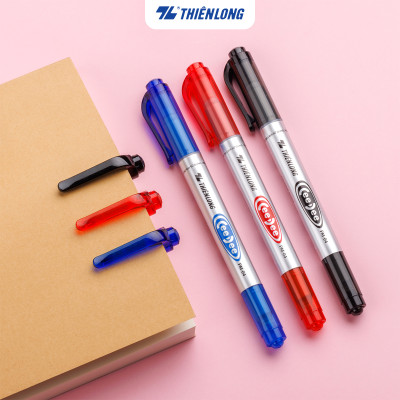Combo 5/10/20 Bút lông dầu 2 đầu bút Thiên Long PM-04 bám dính tốt trên các vật liệu: Giấy, gỗ,nhựa, thủy tinh, gốm, sứ