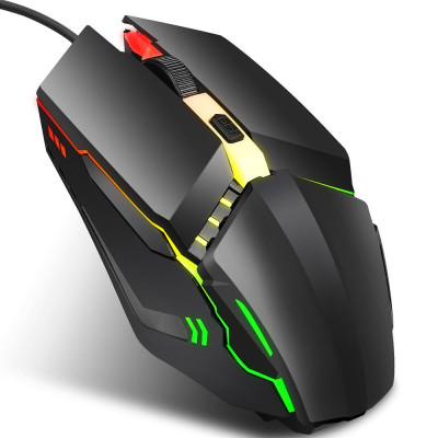 Chuột HXSJ S200 văn phòng có dây công thái học, chơi game đầy màu sắc với DPI có thể điều chỉnh cho Máy tính xách tay PC Máy tính xách tay