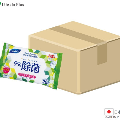 Khăn ướt khử trùng, không mùi Life-do.Plus 20 tờ không cồn - nội địa Nhật Bản